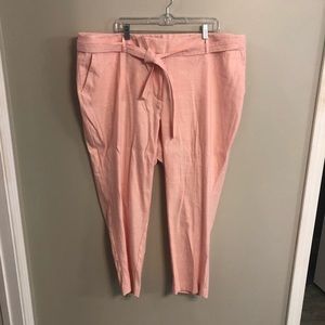 Loft cropped textured tie-waist pant - size 22